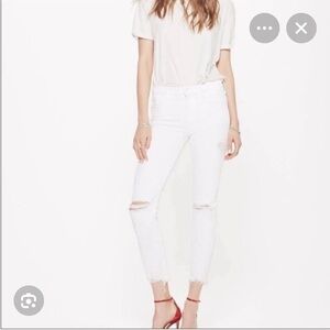 MOTHER White Distressed Flirt Ankle Crew Jeans Sz: 24